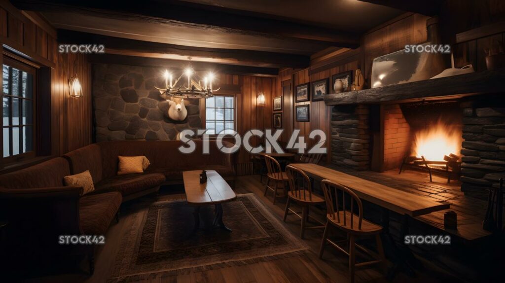 cozy ski lodge with a roaring fireplace cozy blankets and