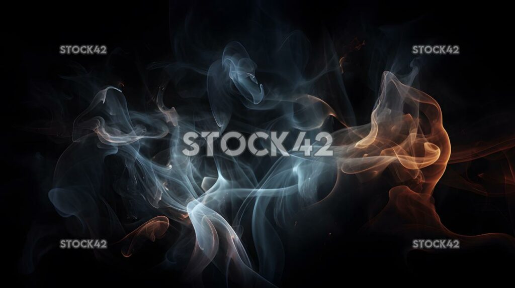 dark background with swirling smoke and flames