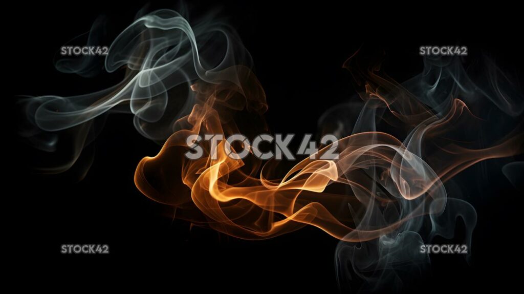 dark background with swirling smoke and flames one