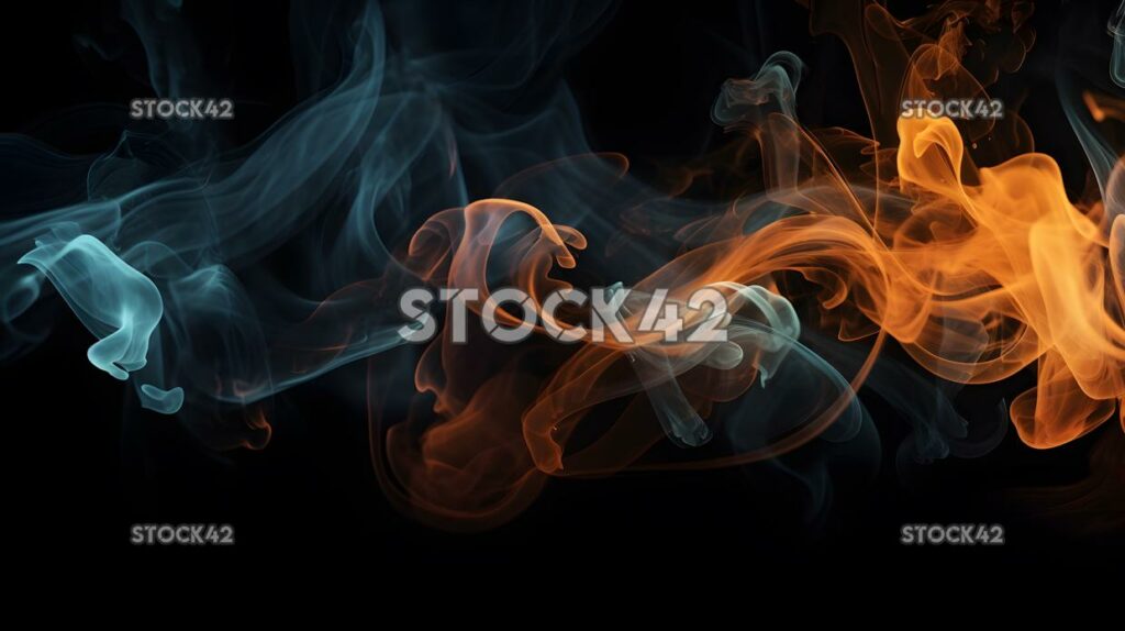 dark background with swirling smoke and flames two