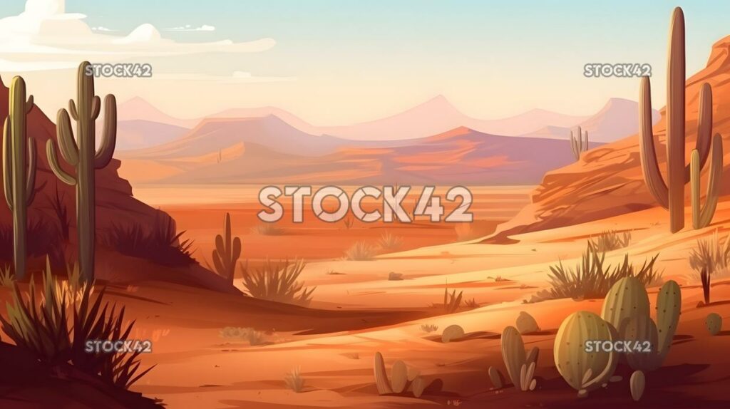 desert landscape with cactus and sand dunes