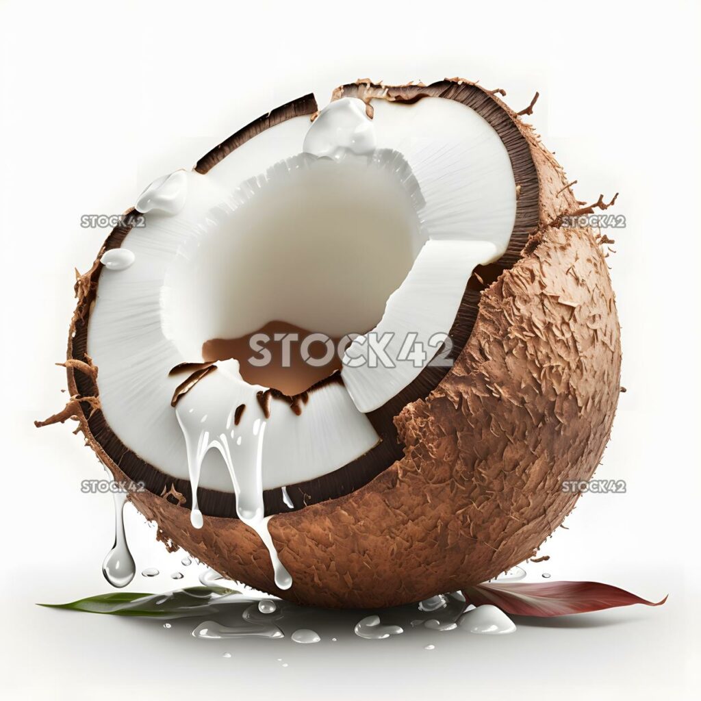 fresh coconut blank white background