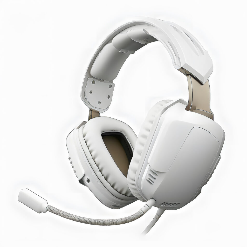 Auriculares para juegos en blanco fondo blanco realista