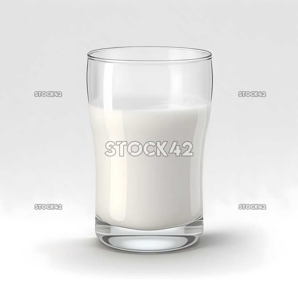 glas milk blank white background realistic