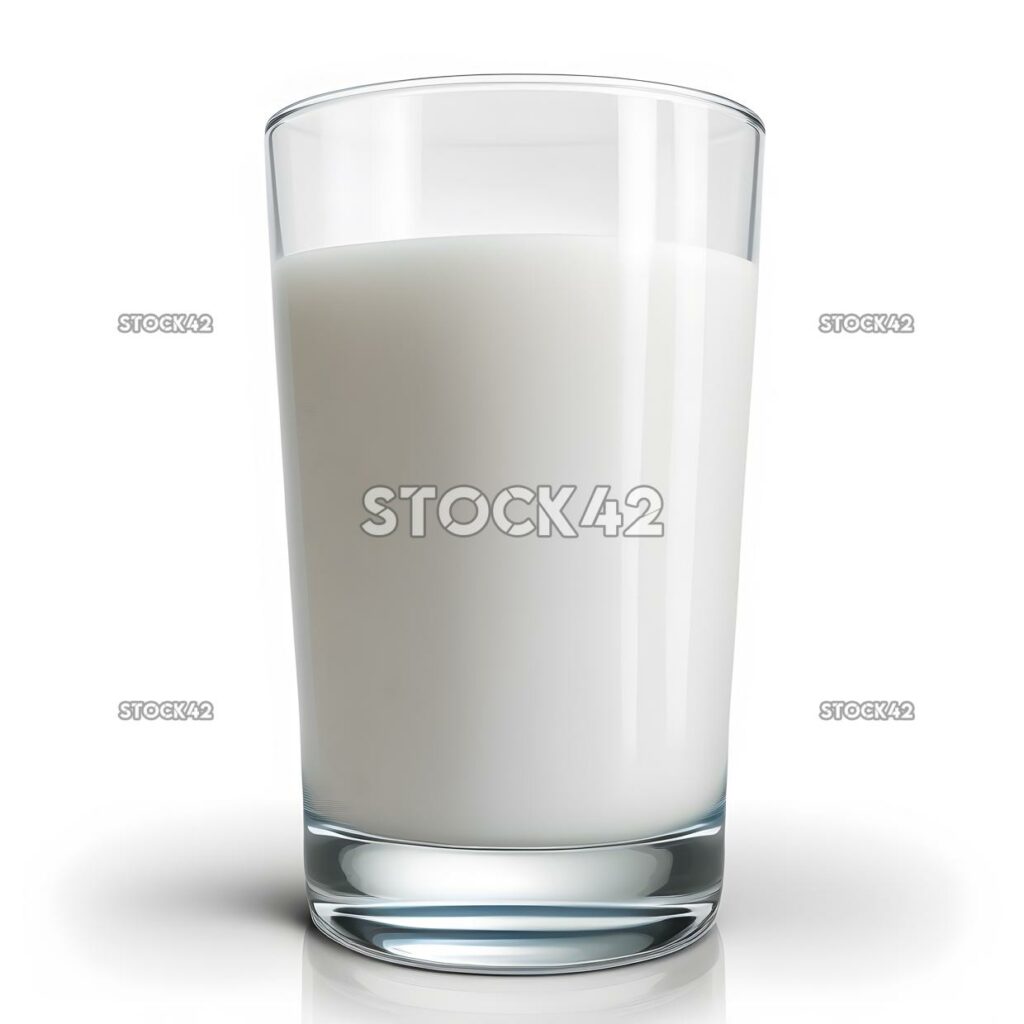 glas milk blank white background realistic one