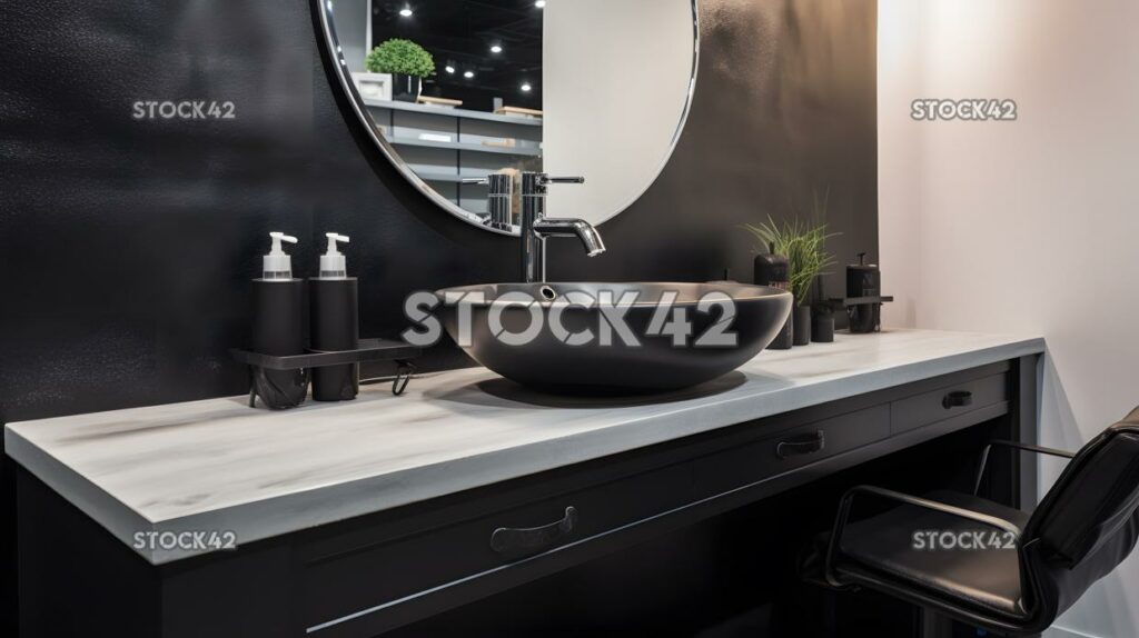 hair salon sink with a faucet and mirror one