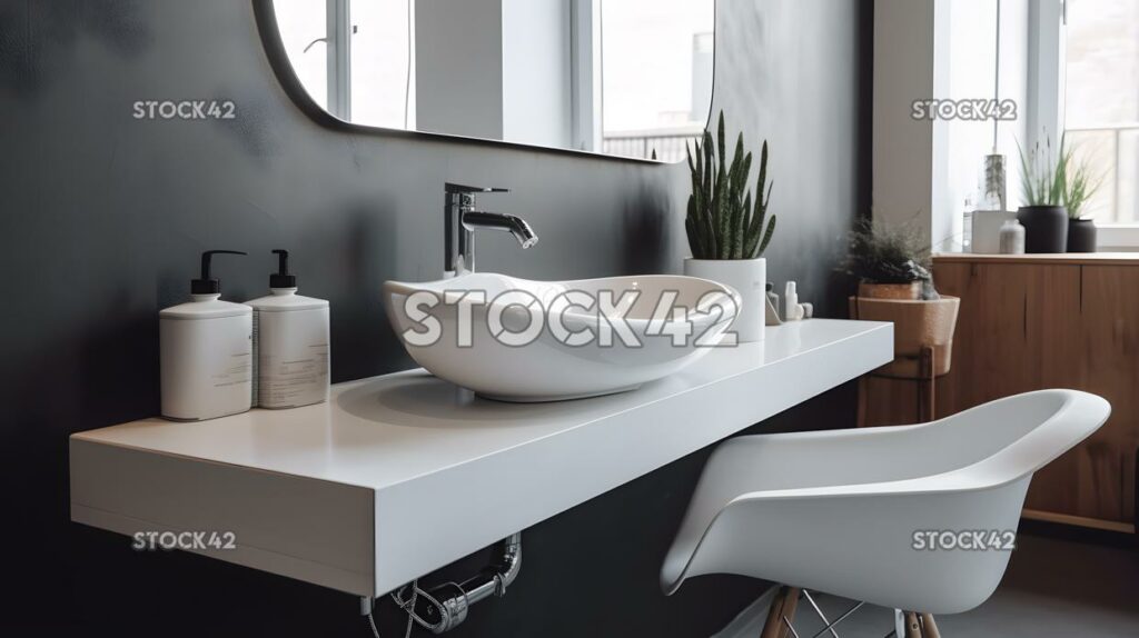 hair salon sink with a faucet and mirror two