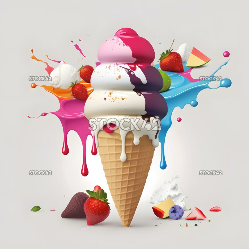 ice cream mix blank white background realistic