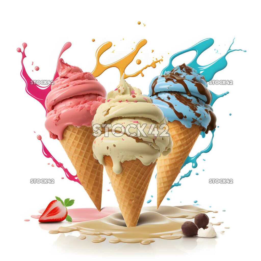 ice cream mix blank white background realistic one