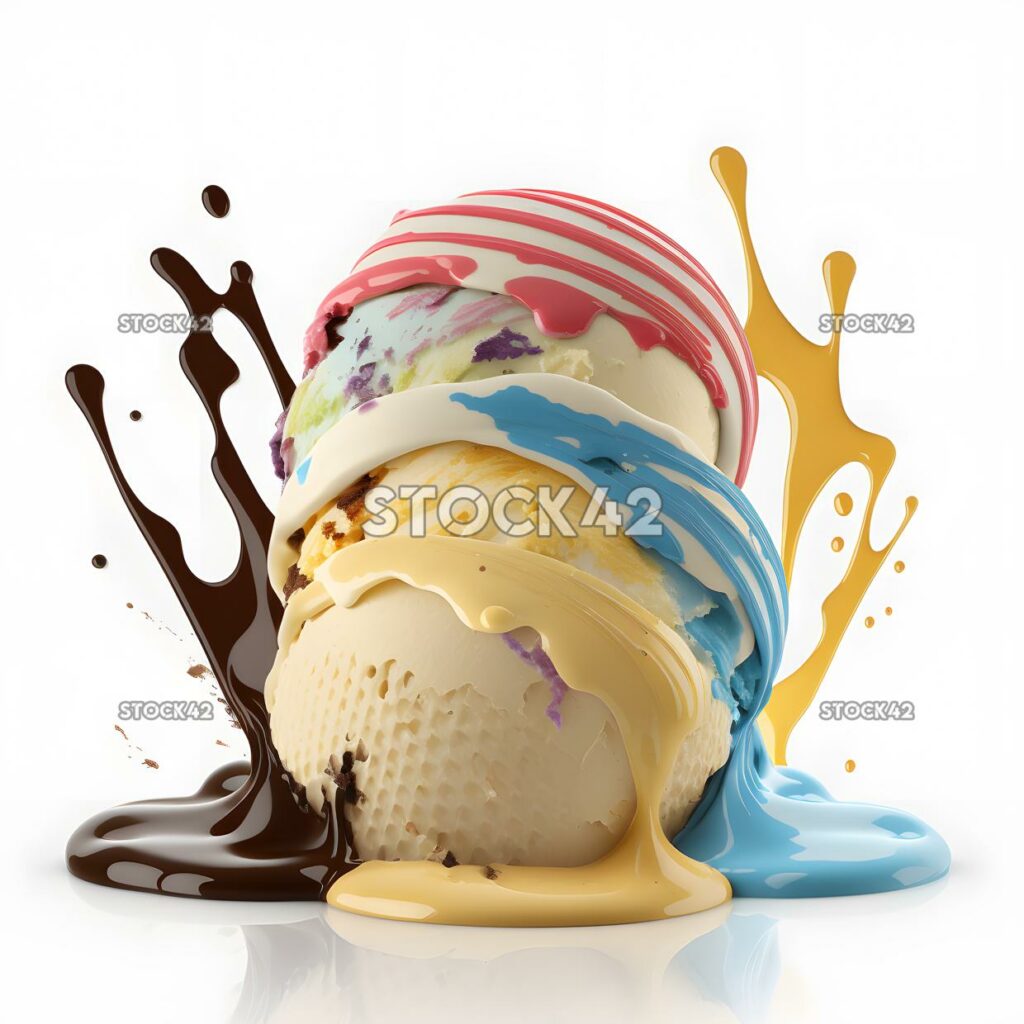 ice cream mix blank white background realistic two