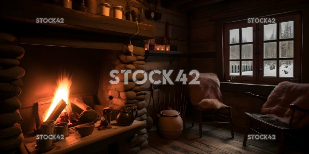 mountain cabin cozy fireplace hot chocolate two