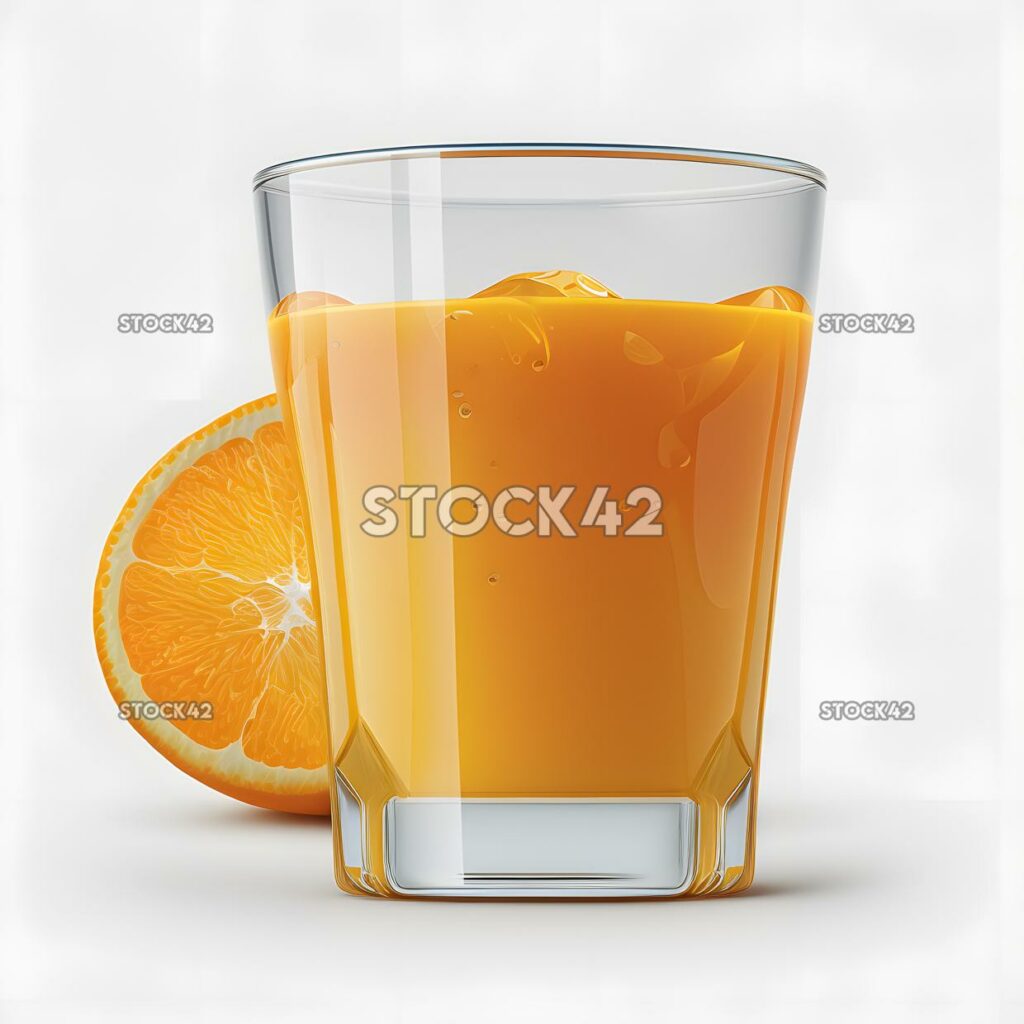 orange juice blank white background realistic