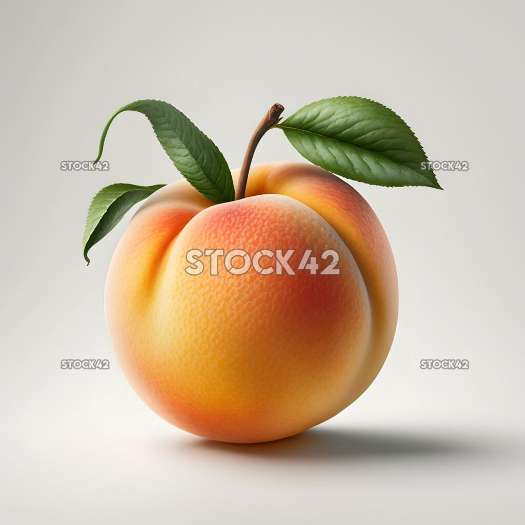 peach fruit blank white background