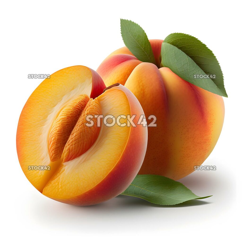 peach fruit blank white background one