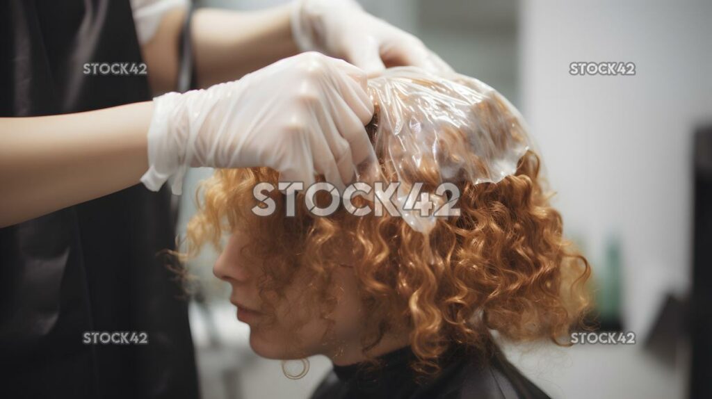 person getting a perm in a salon