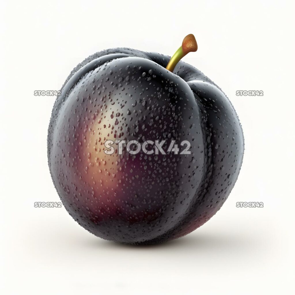 plum fruit blank white background