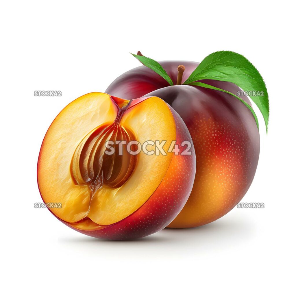 plum fruit blank white background one