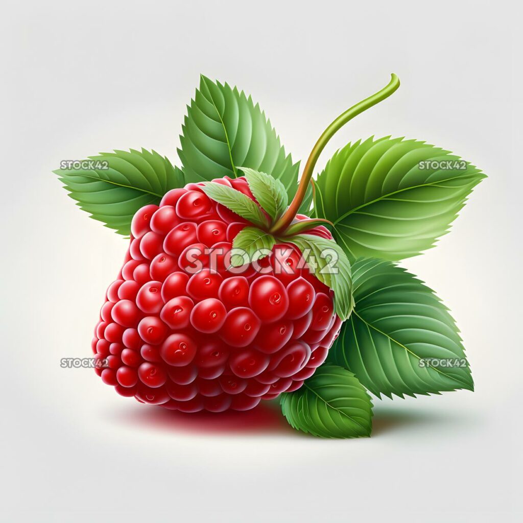 raspberry blank white background realistic