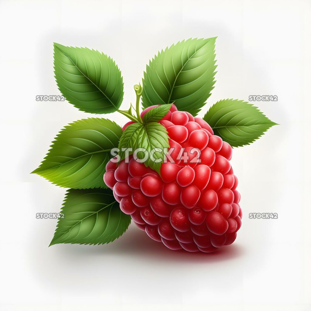 raspberry blank white background realistic two