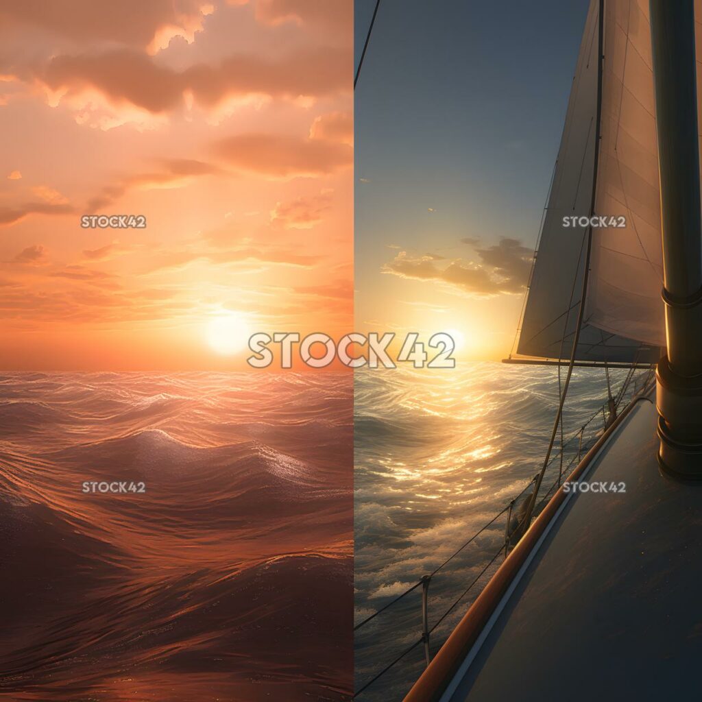 sailing trip sea breezes sunsets Hyper-realistic textures