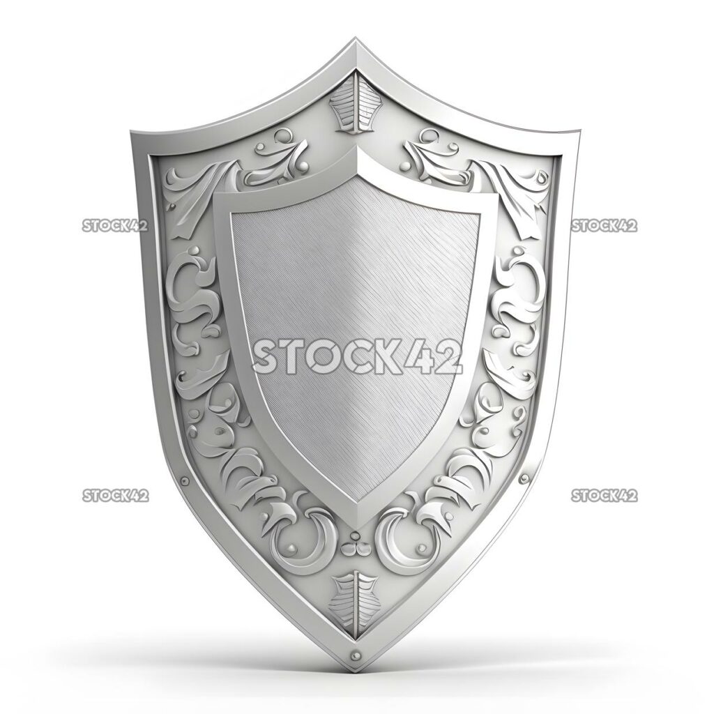 shield blank white background realistic