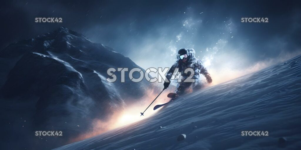 skiing mountains winter adventure snowboarding Hyper-real