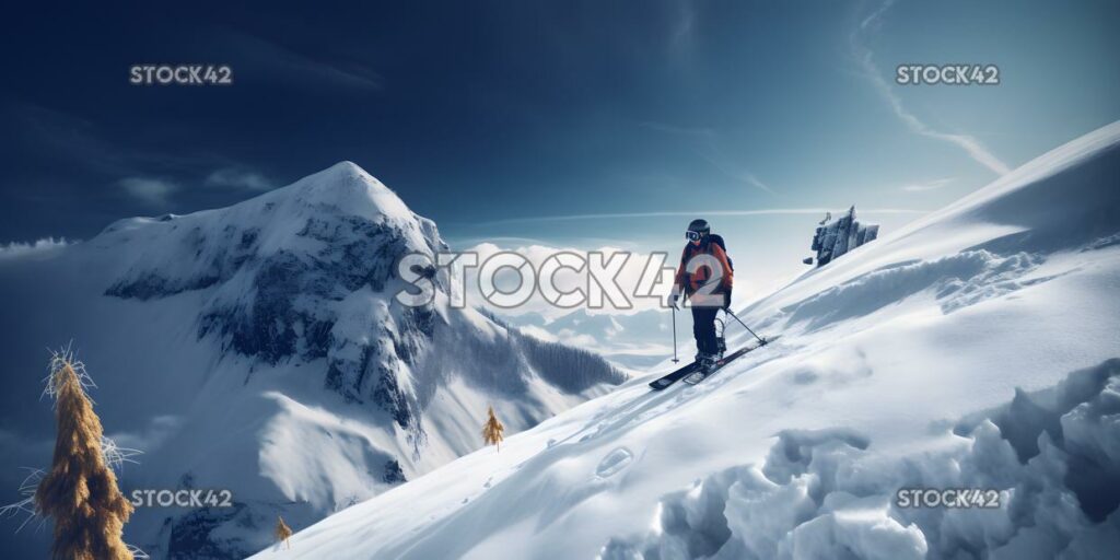 skiing mountains winter snowboarding adventure Hyper-real