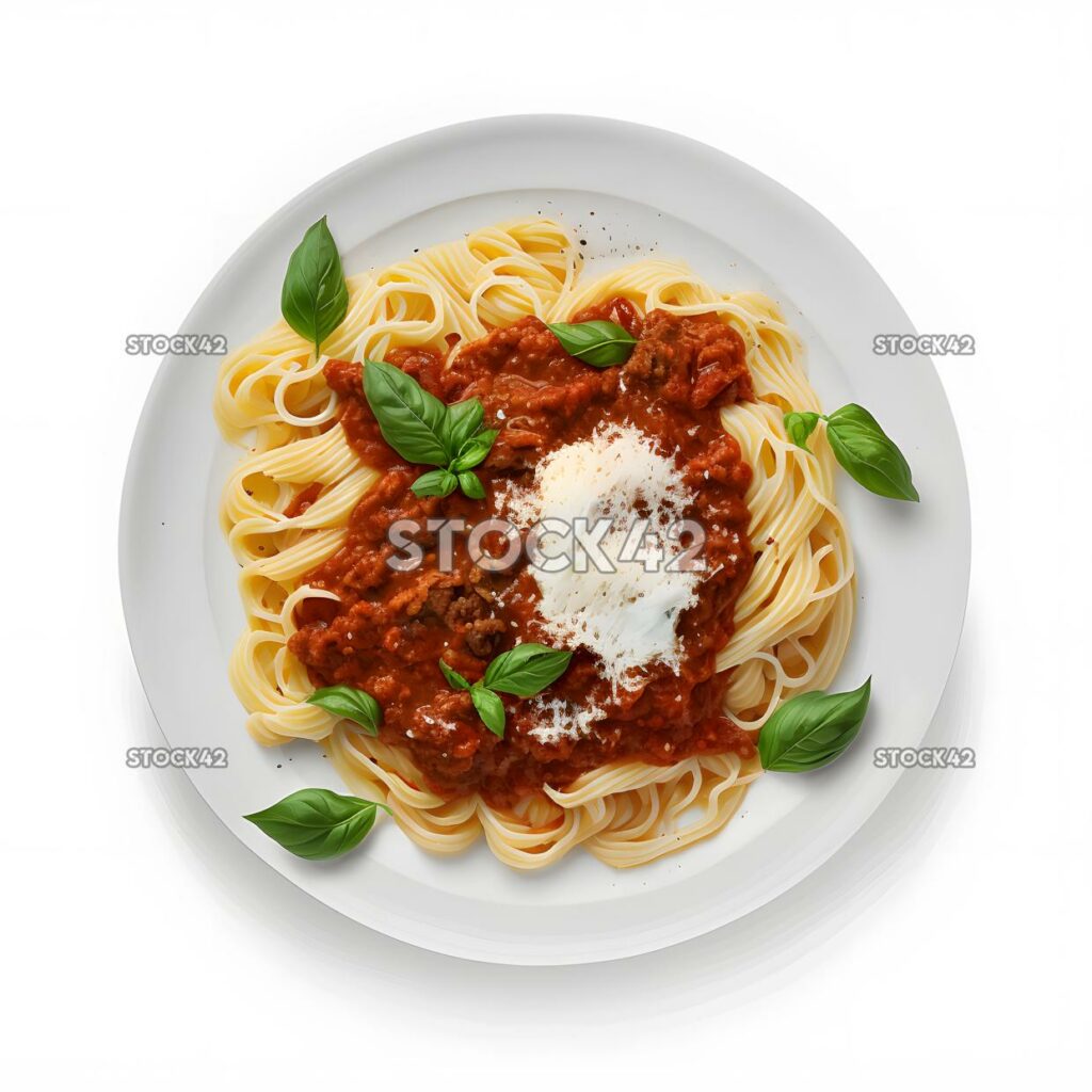 Spaghetti Bolognese leeren weißen Hintergrund realistisch drei