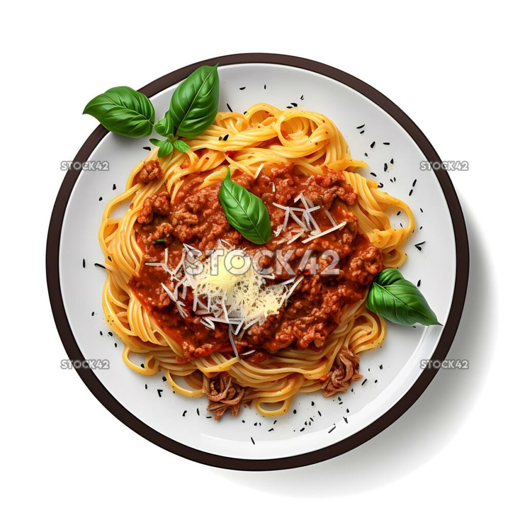 spaghetti bolognese blank white background realistic two