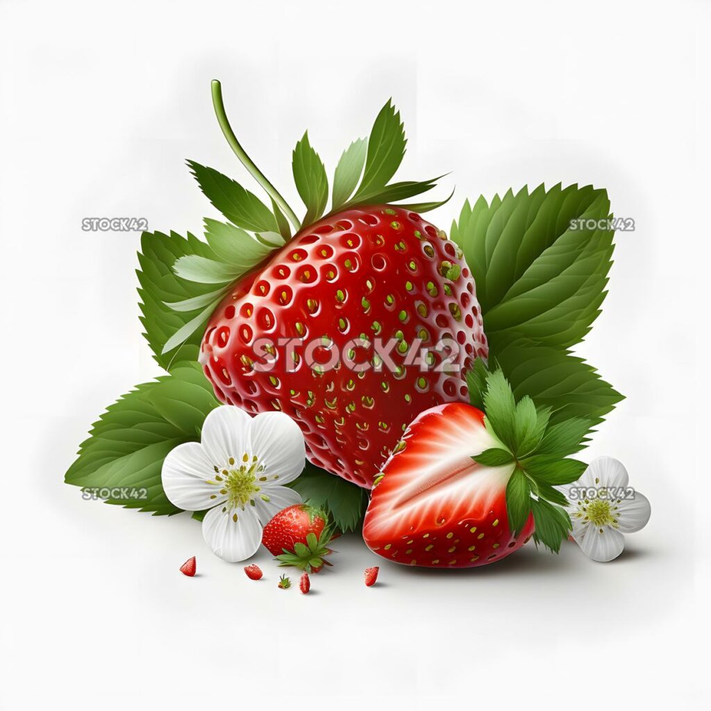 strawberry blank white background realistic one