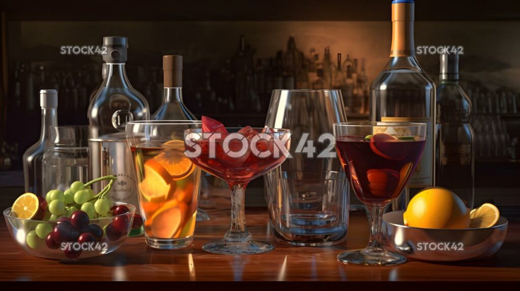 wine spirits cocktails Hyper-realistic