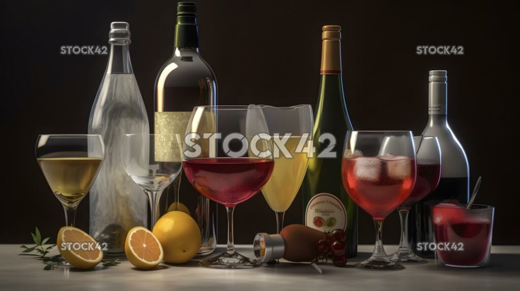 wine spirits cocktails Hyper-realistic two